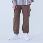 Ankle-Tied Linen Pants For Boys Dark Coffee Image