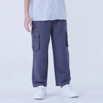 Straight-Leg Linen Pants For Boys Gray Blue Image