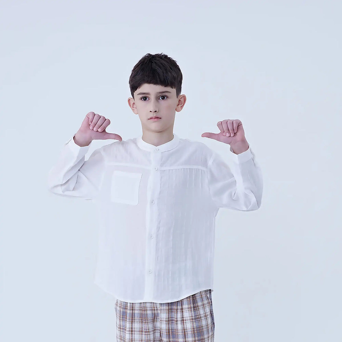 Plain Linen Shirt For Boys White Image