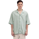 Striped Linen Shirt For Men Green Image