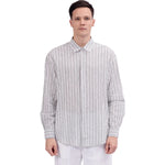Striped Linen Shirt For Men Light Gray Image