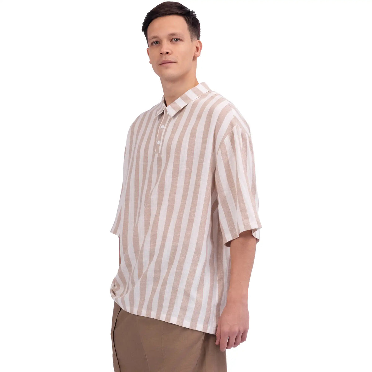 Striped Linen Blouse For Men Image