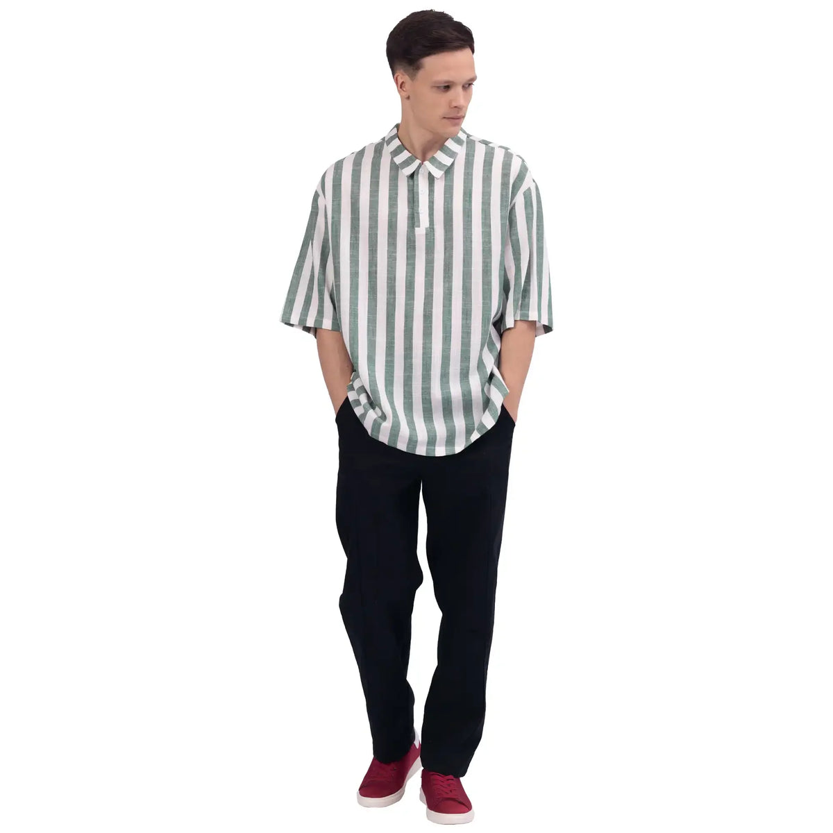 Striped Linen Blouse For Men Image