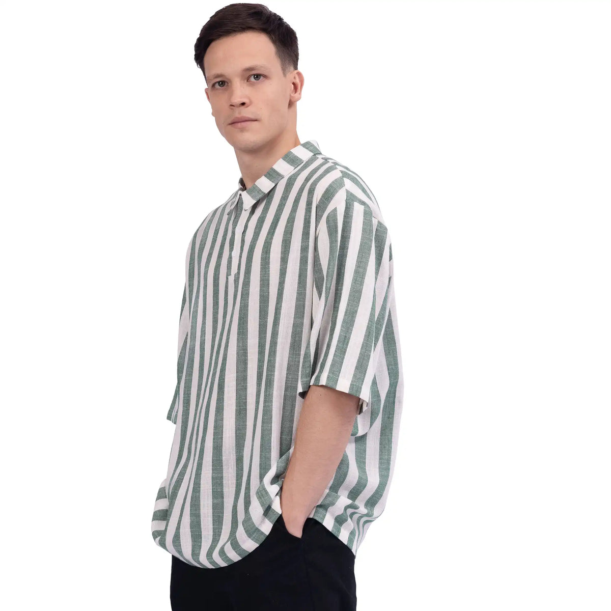 Striped Linen Blouse For Men Image