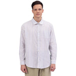 Blue Striped Linen Shirt For Men Image
