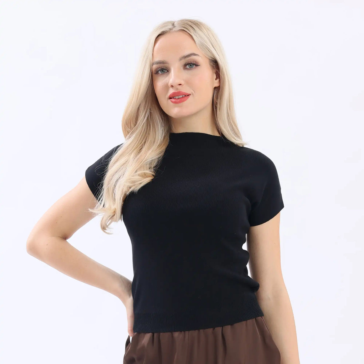 Plain Basic T.Shirt For Women Black Image