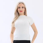 Off White Plain Basic T.Shirt For Women Image