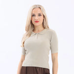 Plain Basic Polo Shirt For Women Light Gray Image