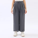 Dark Gray Wide-Leg Basic Pants For Women Image
