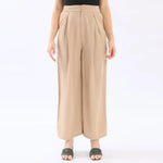Khaki Wide-Leg Basic Pants For Women Image