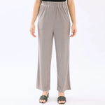 Light Coffee Wide-Leg Basic Pants For Women Image