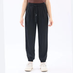 Black Ankle-Tied Basic Pants For Women Image