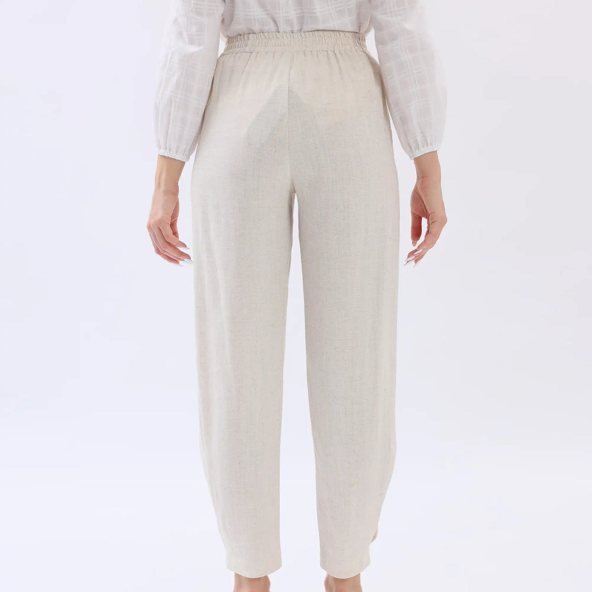 Ankle-Tied Linen Pants For Women Image