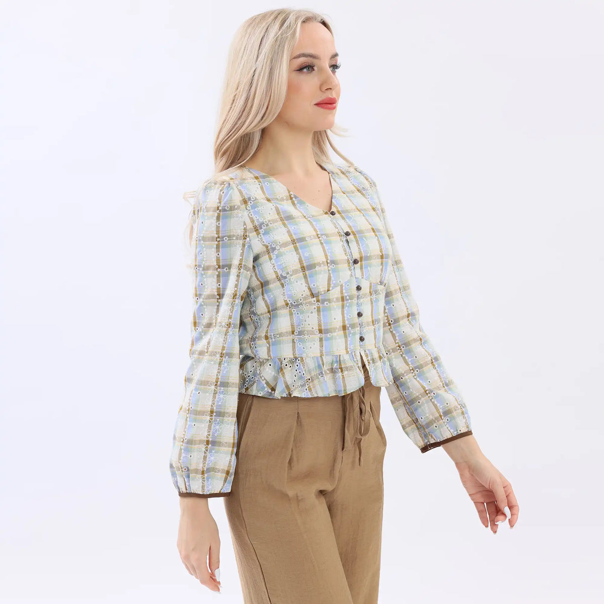 Checked Linen Shirt For Women