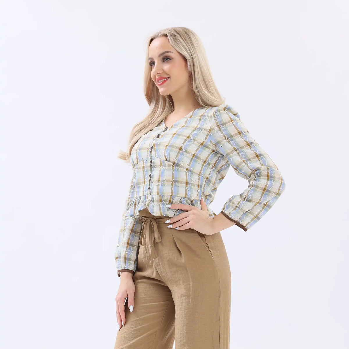 Checked Linen Shirt For Women