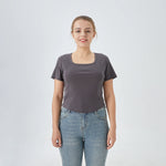 Dark Gray Plain Street Look T.Shirt For Women Image