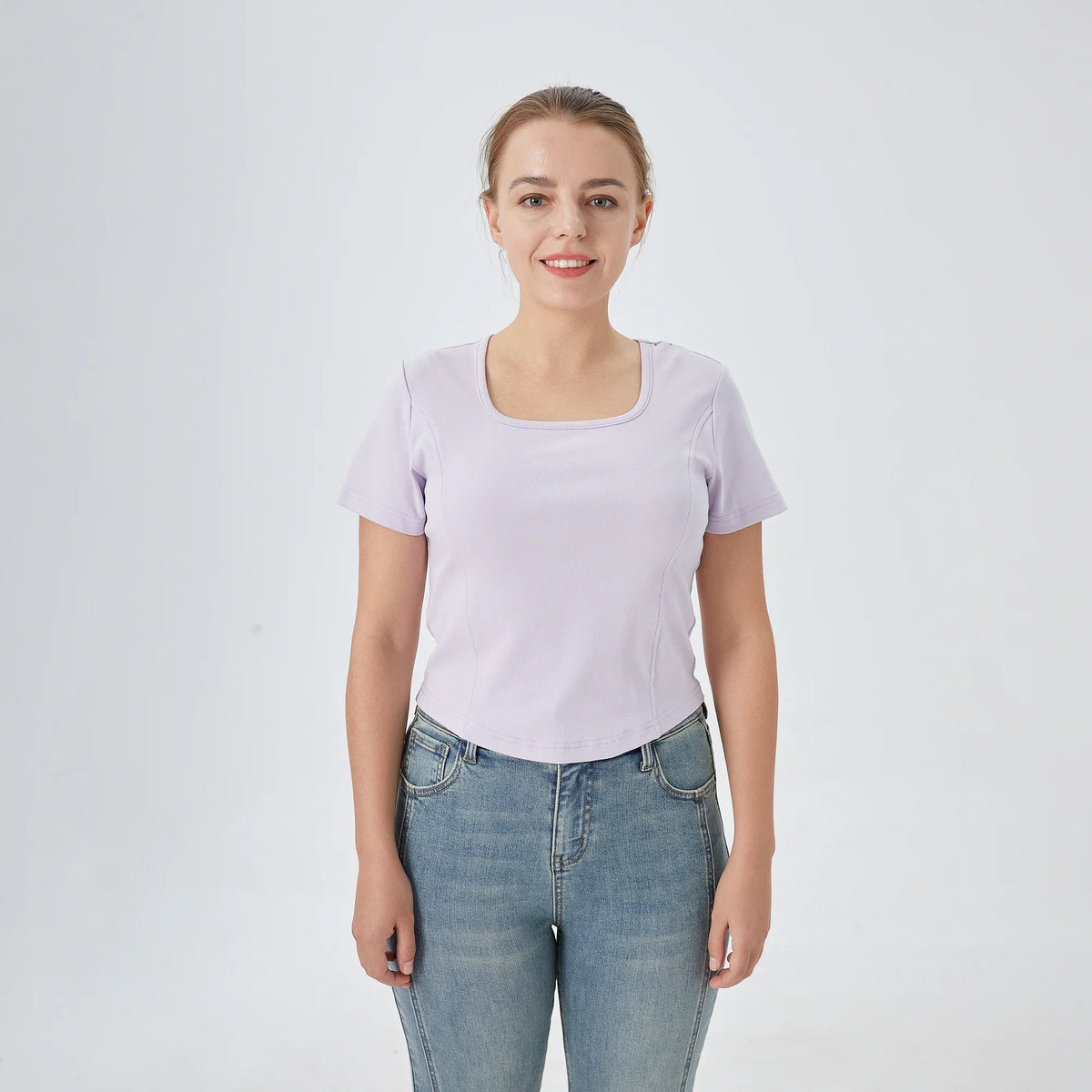 Plain Street Look T.Shirt For Women Purple Image