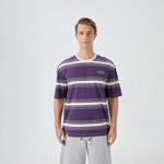 Purple Striped Street Look T.Shirt For Men Image