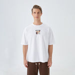 Bleached White Printed Street Look T.Shirt For Men Image