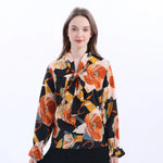 Black Floral Fashion Blouse For Women Image