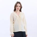 Beige Jacquard Fashion Blouse For Women Image