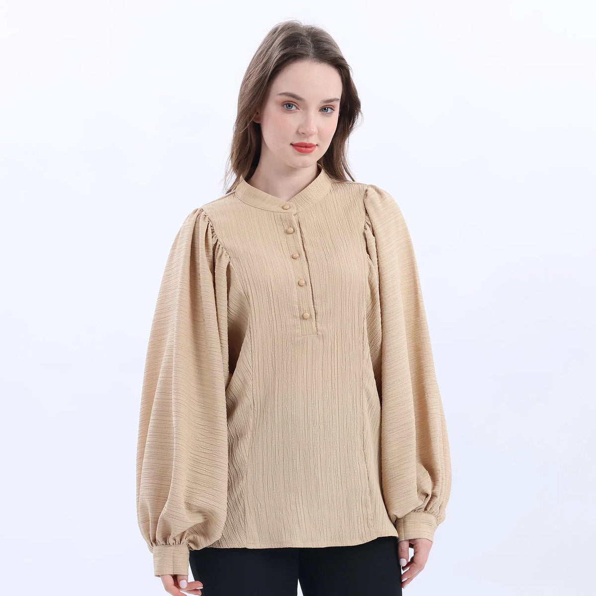 Jacquard Fashion Blouse For Women Khaki Image