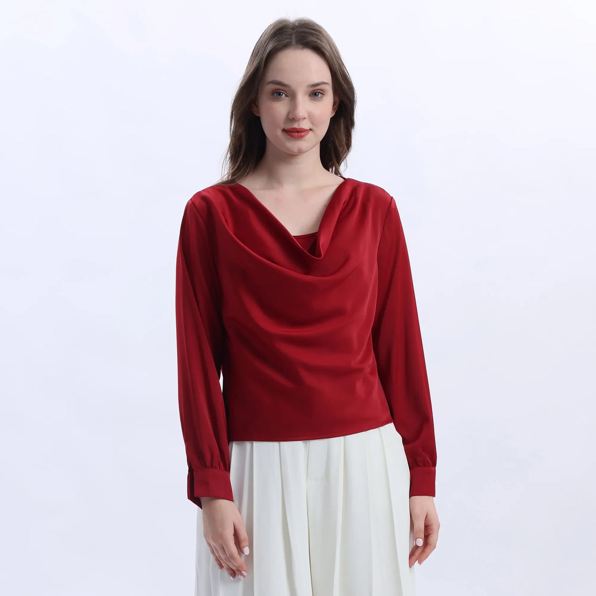 Plain Fashion Blouse For Women Maroon Image