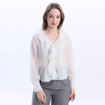 White Laed Fashion Blouse For Women Image
