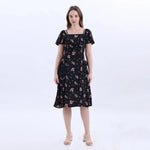 Black Floral Fashion Dress For Women Image