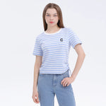 Blue Pattern Street Look T.Shirt For Women Image