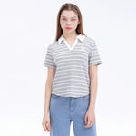 Pattern Street Look Polo Shirt For Women Gray Image