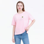 Pink Embroidery Street Look T.Shirt For Women Image