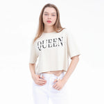 Beige Printed Street Look T.Shirt For Women Image