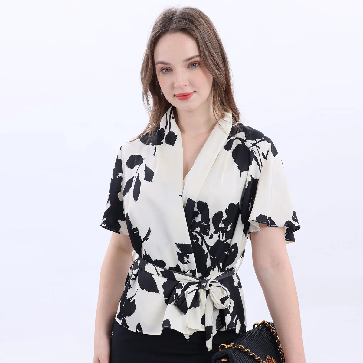 Floral Classic Blouse For Women Black Image