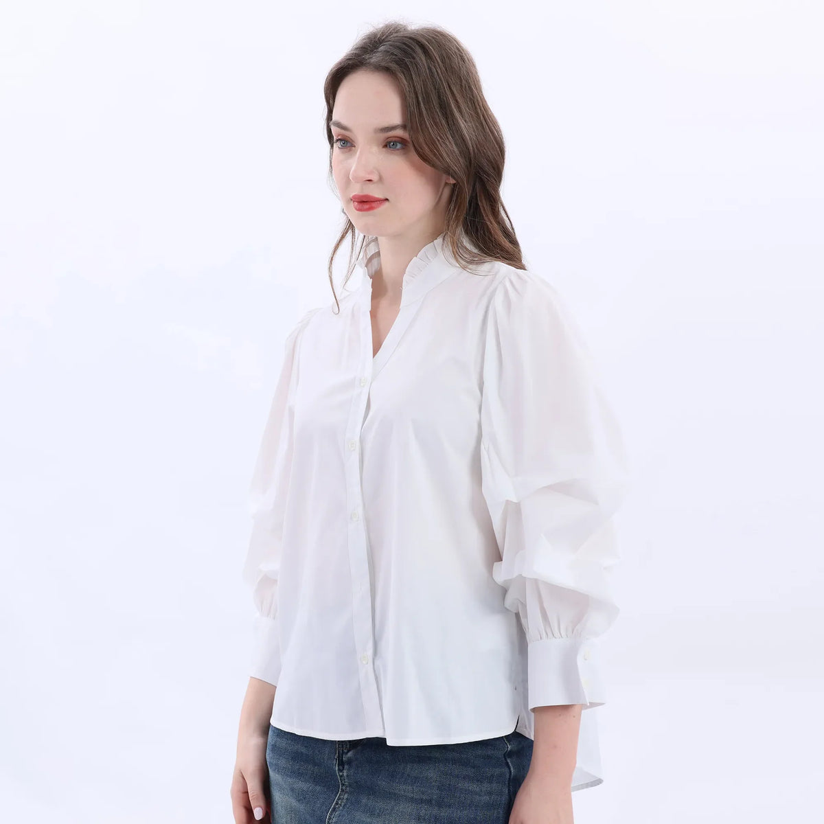 Puff Sleeve Classic Shirt For Women