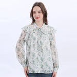 Green Floral Classic Shirt For Women Image
