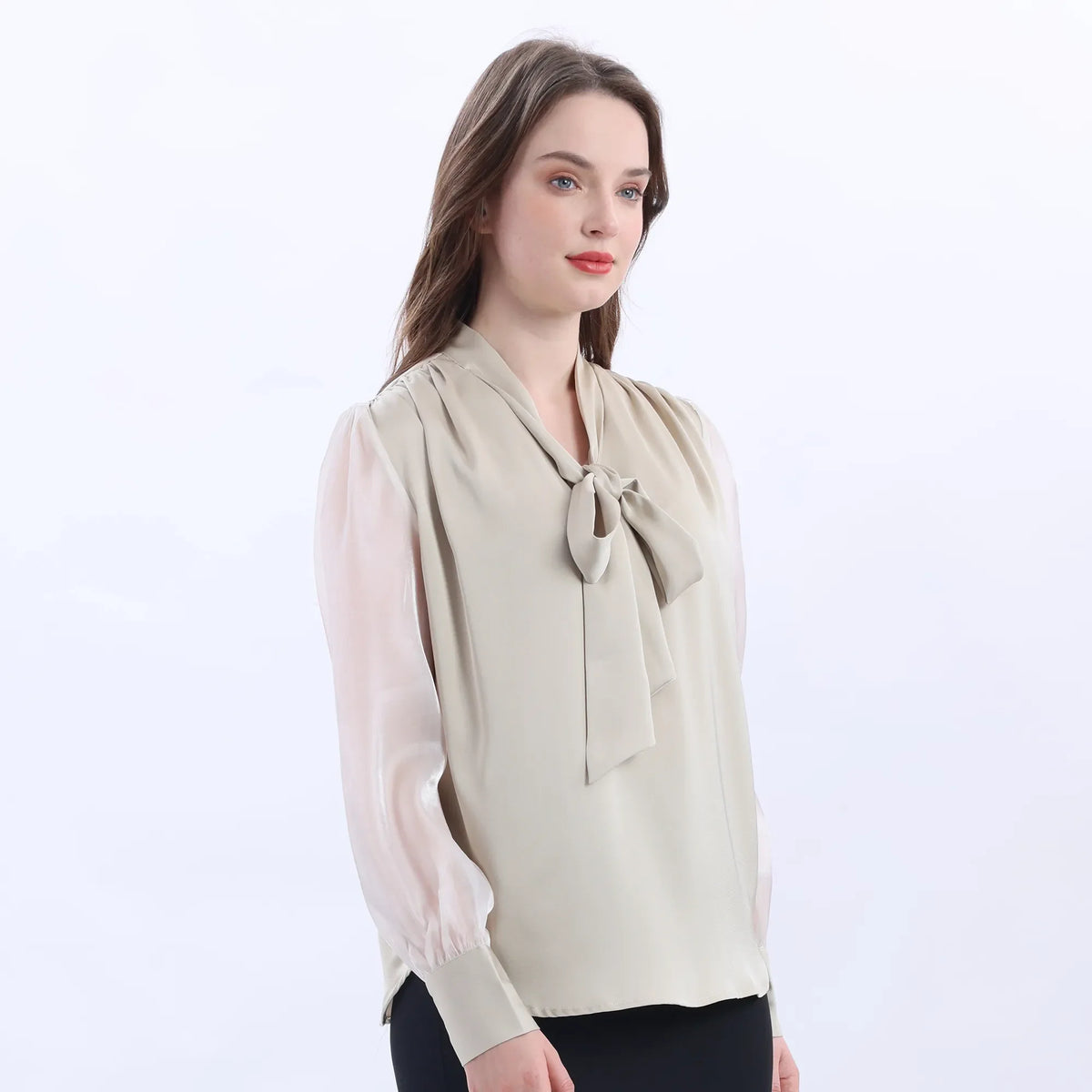 Loose Fit Transparent Sleeve Blouse For Women Image