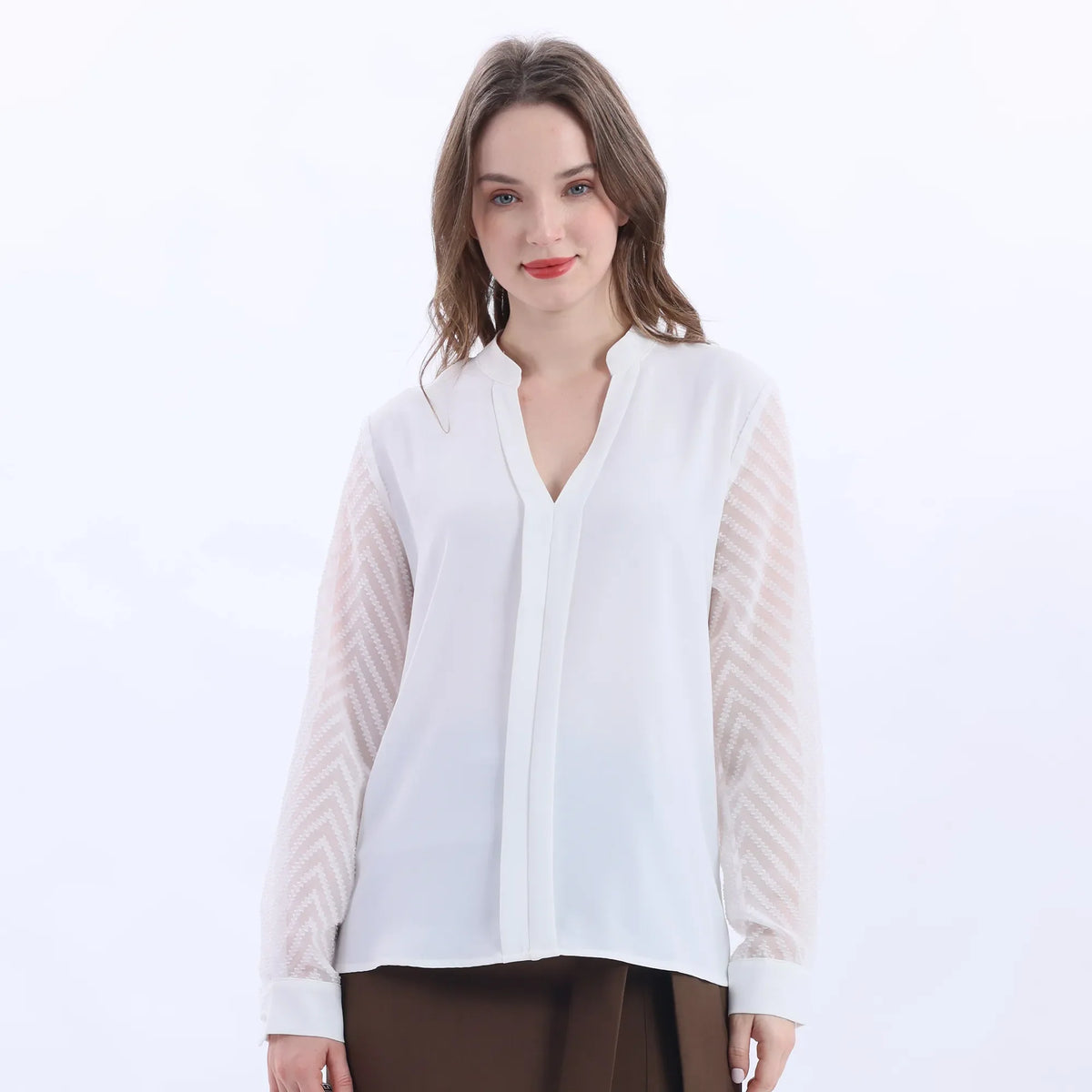 Jacquard Classic Blouse For Women White Image