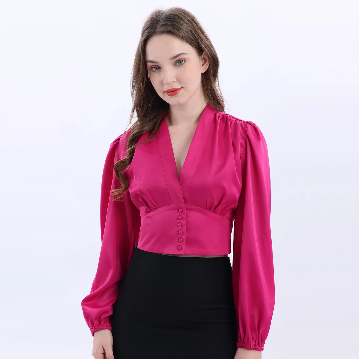 Elegant Satin Blouse For Women Rose Image