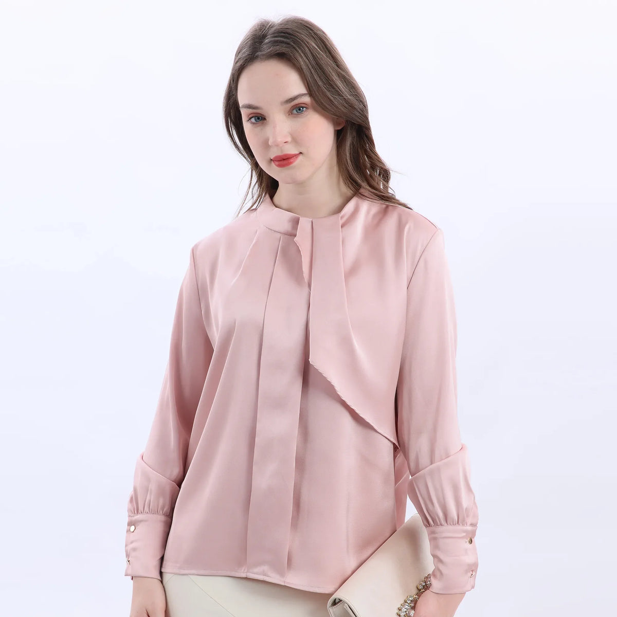 Plain Classic Blouse For Women Pink Image