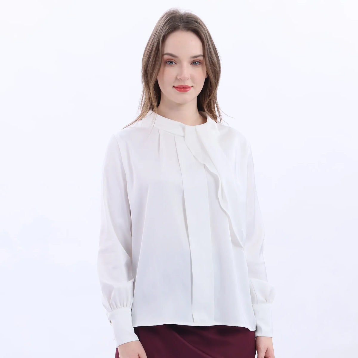 Plain Classic Blouse For Women White Image