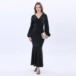 Black Prominent Skin Evening Dress For Women Image
