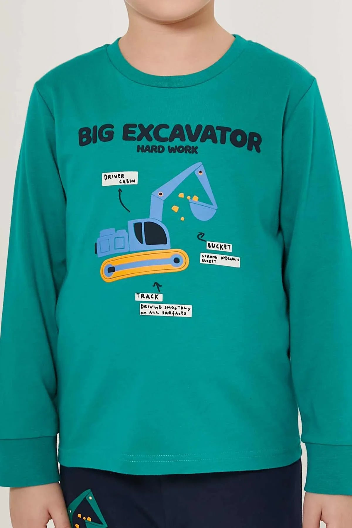 Big Excavator Pajama Set For Boys