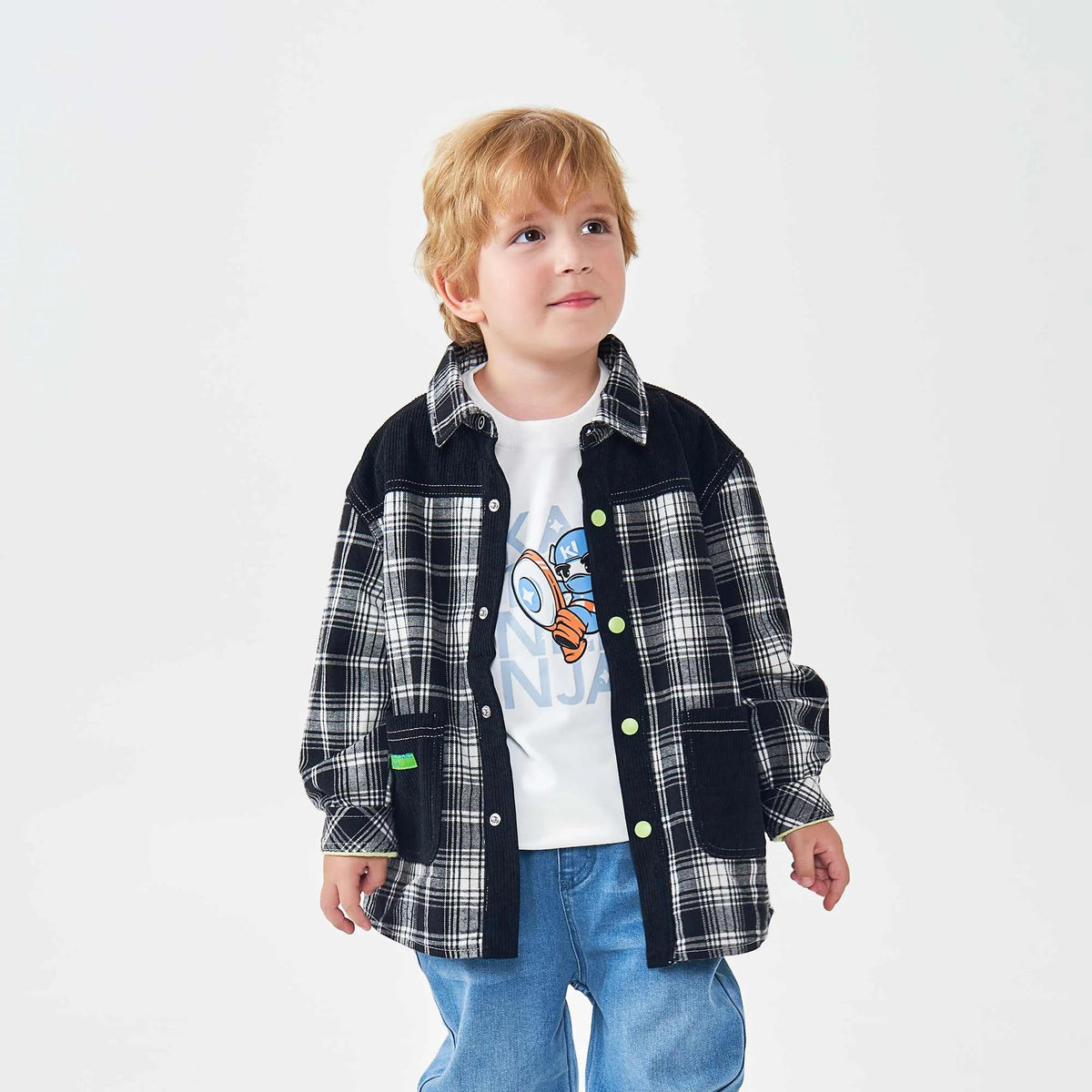 checked fashion jacket for boys image