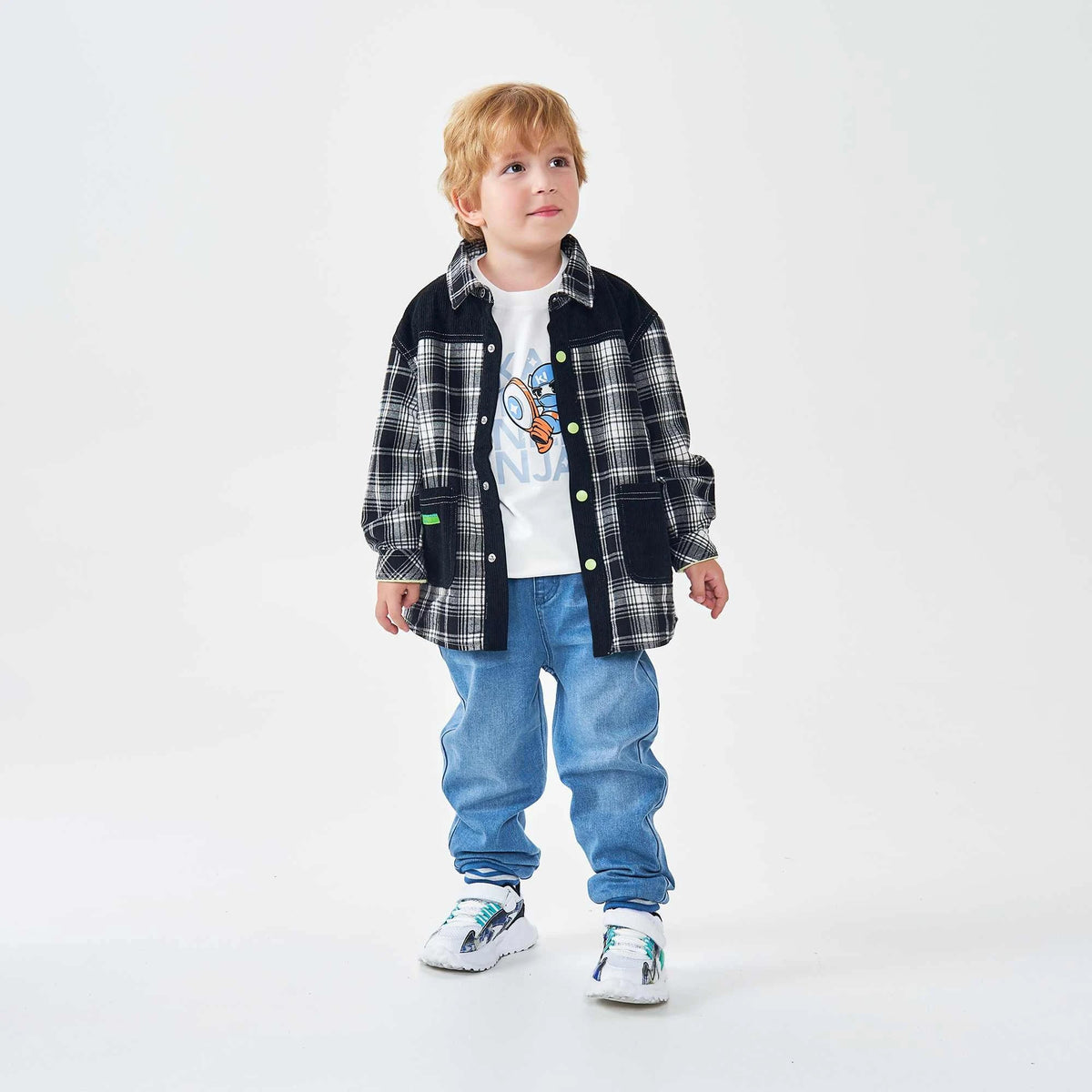 checked fashion jacket for boys image