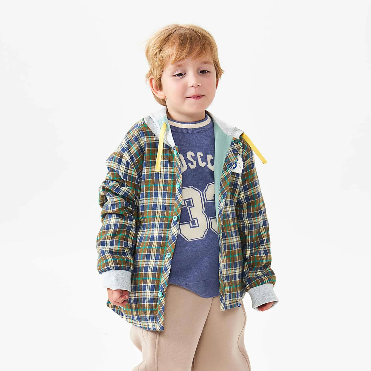 checked fashion jacket for boys image