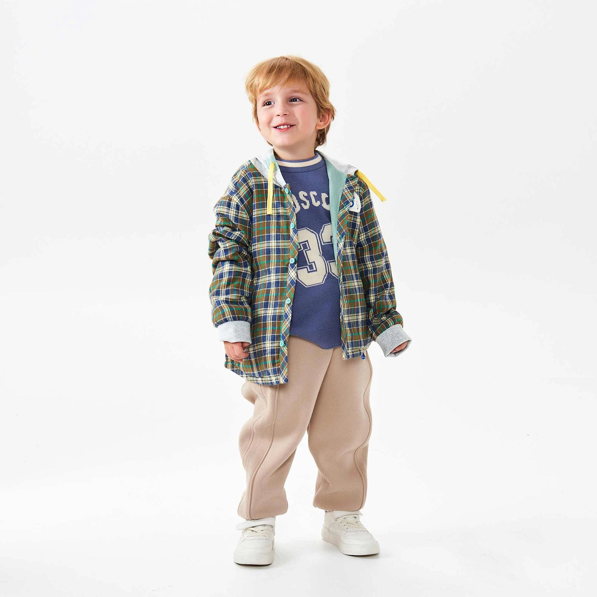 checked fashion jacket for boys image