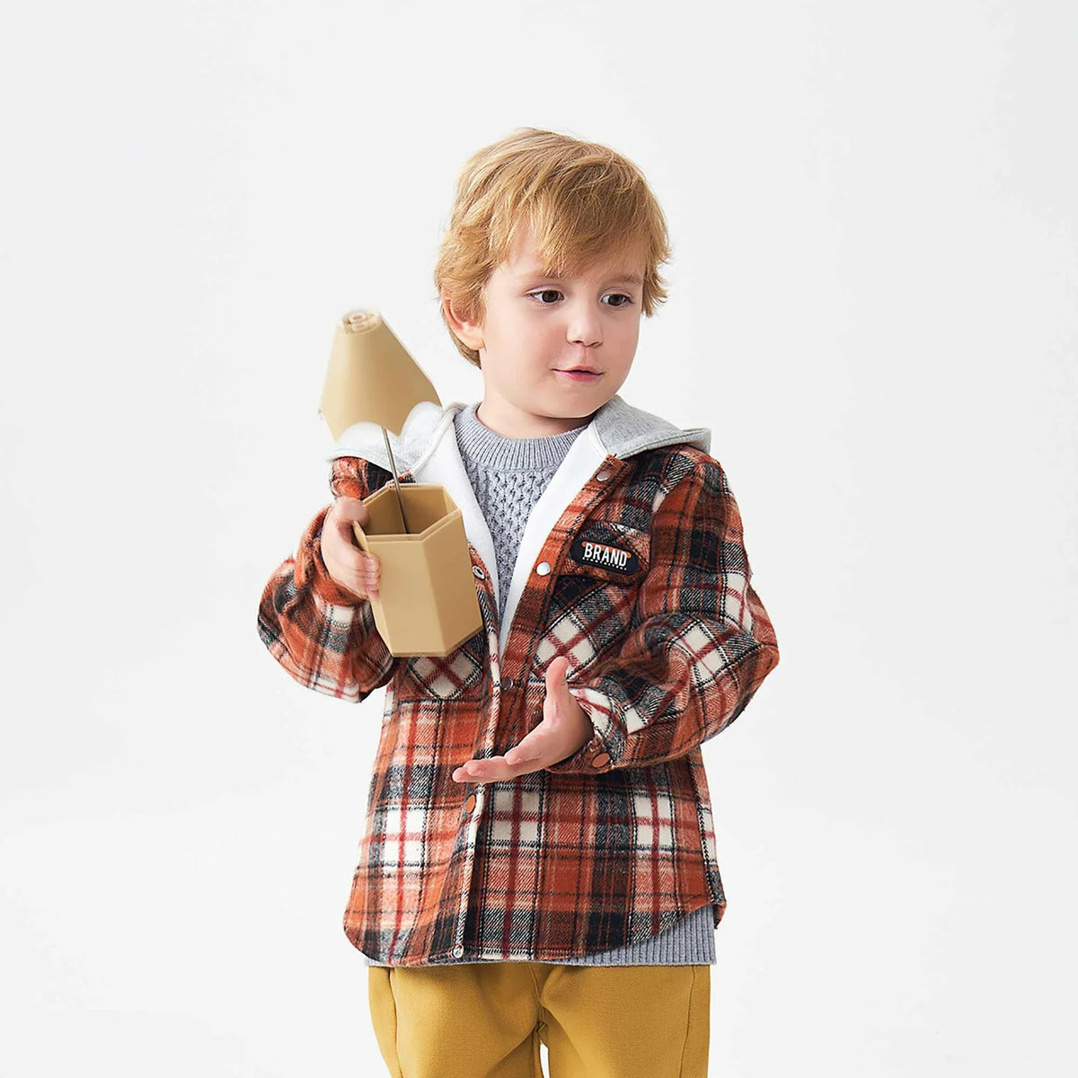 checked fashion jacket for boys image