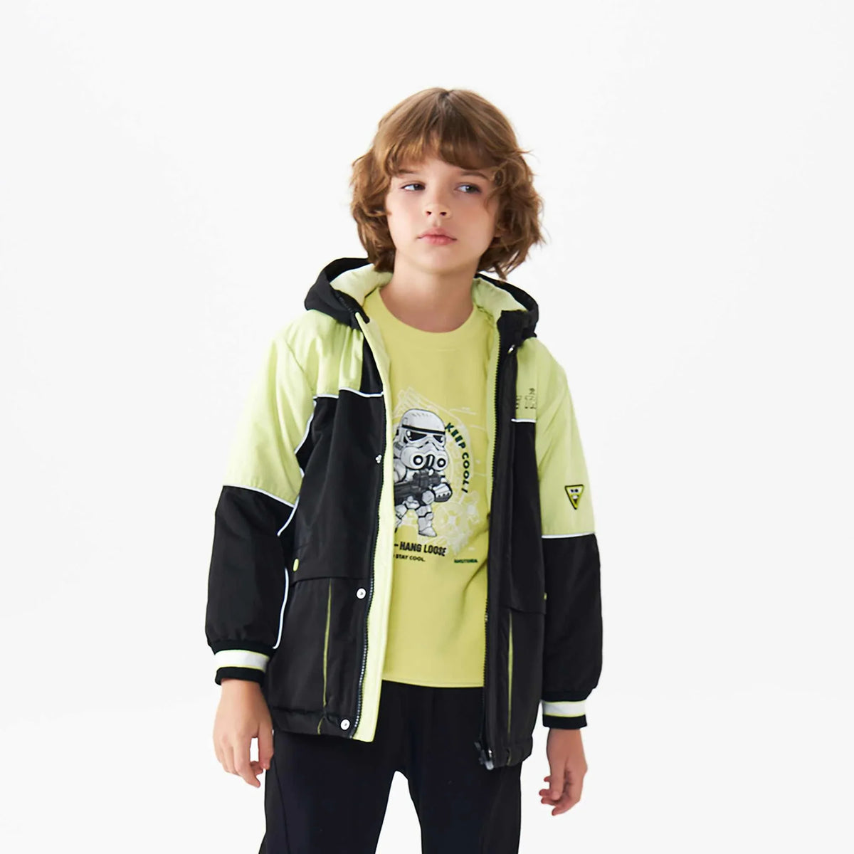 color blocked fashion jacket for boys image