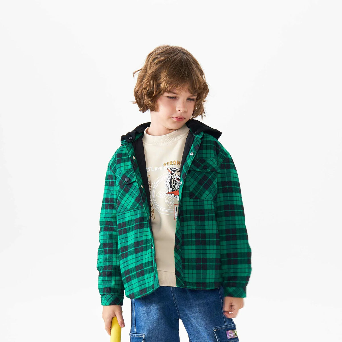 checked fashion jacket for boys image